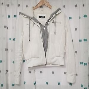 Gray and white double zip, sweatshirt